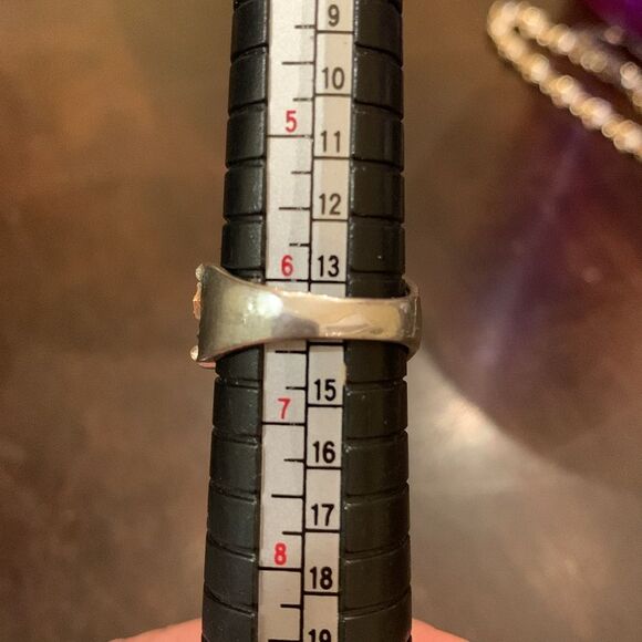 Sterling silver abstract rhinestone ring 6.5 - Picture 4 of 4